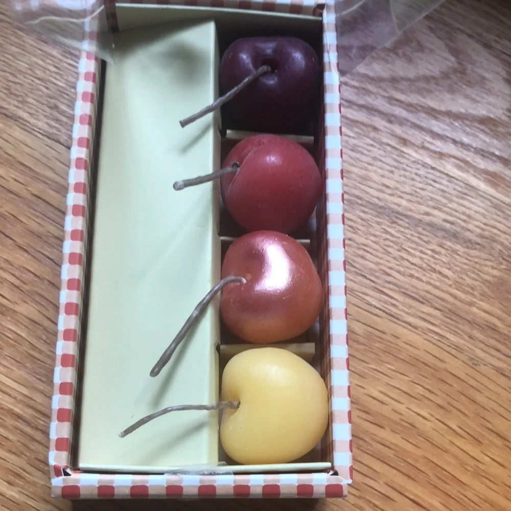 Anthropologie Cherry Candle Set - Red, Purple, Yellow, Orange